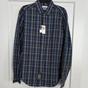 Calvin‎ Klein Men's Dark Blue Checkered Shirt